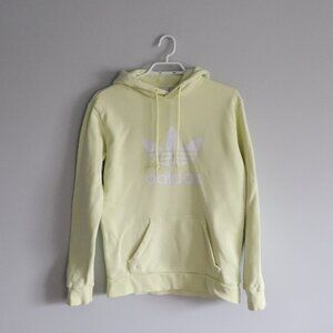Adidas Yellow Sz‎ XS Womens Cotton Hooded Pullover Drawstring Pocket Sweater